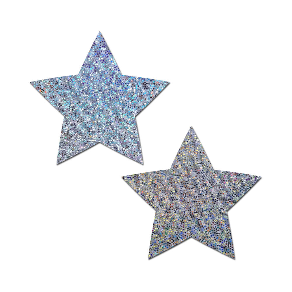 PASTEASE - EVERYDAY REUSABLE GLITTERING SILVER STAR NIPPLE PASTIES