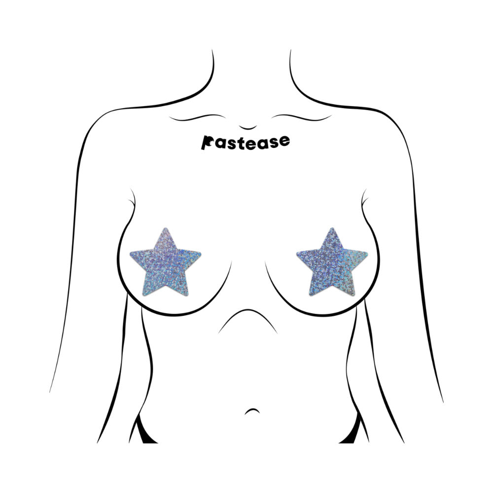 PASTEASE - EVERYDAY REUSABLE GLITTERING SILVER STAR NIPPLE PASTIES