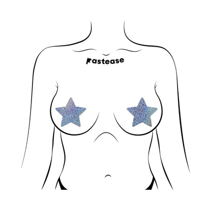 PASTEASE - EVERYDAY REUSABLE GLITTERING SILVER STAR NIPPLE PASTIES