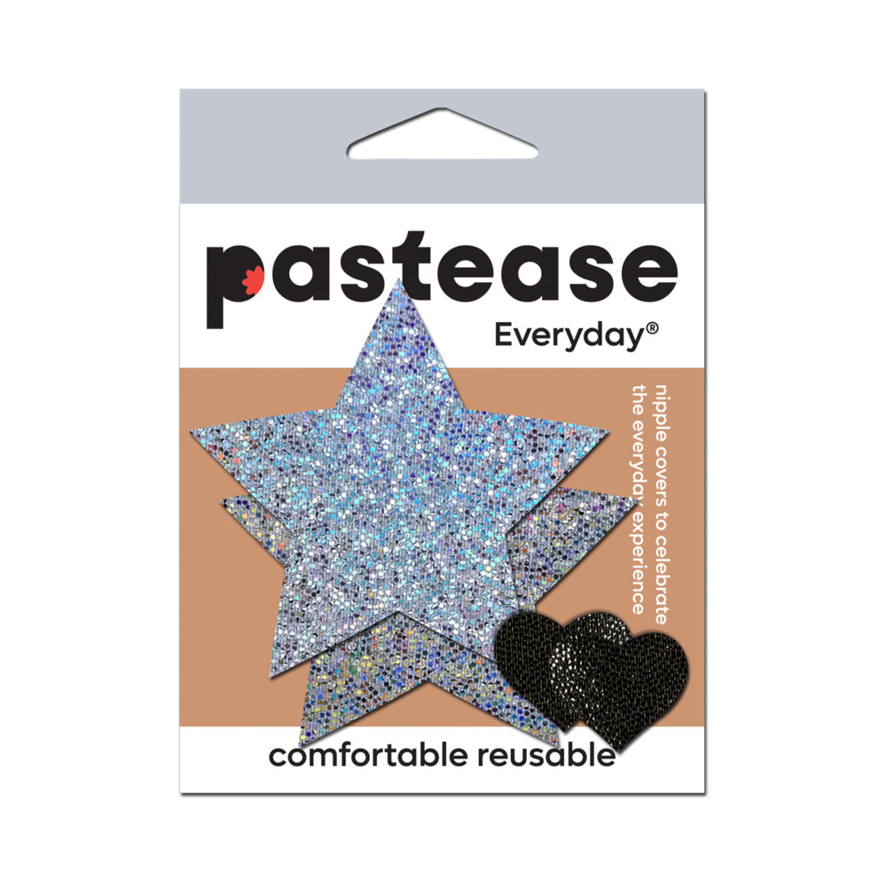 PASTEASE - EVERYDAY REUSABLE GLITTERING SILVER STAR NIPPLE PASTIES