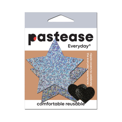 PASTEASE - EVERYDAY REUSABLE GLITTERING SILVER STAR NIPPLE PASTIES