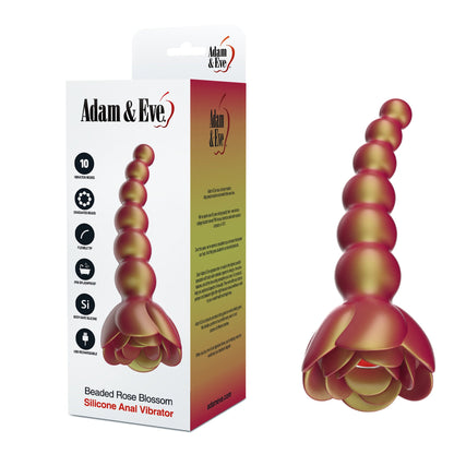 ADAM & EVE - BEADED ROSE BLOSSOM SILICONE ANAL VIBRATOR