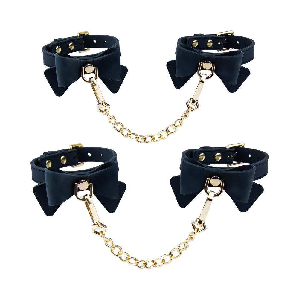 BLUSH - TEMPTASIA ARDOR WRIST & ANKLE RESTRAINTS BLACK WITH BOW