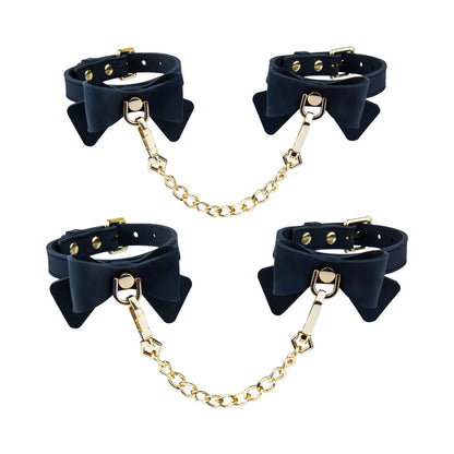 BLUSH - TEMPTASIA ARDOR WRIST & ANKLE RESTRAINTS BLACK WITH BOW