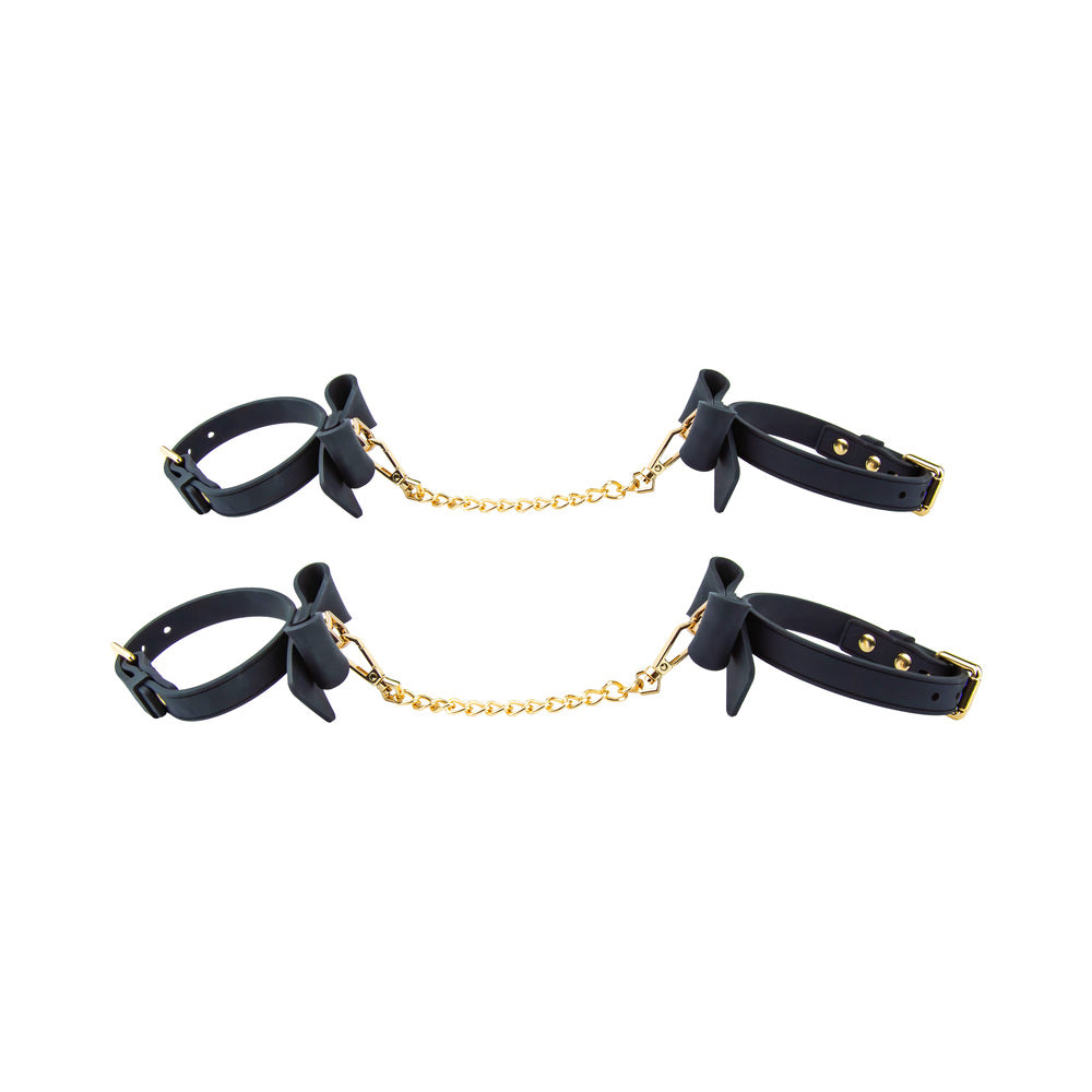 BLUSH - TEMPTASIA ARDOR WRIST & ANKLE RESTRAINTS BLACK WITH BOW