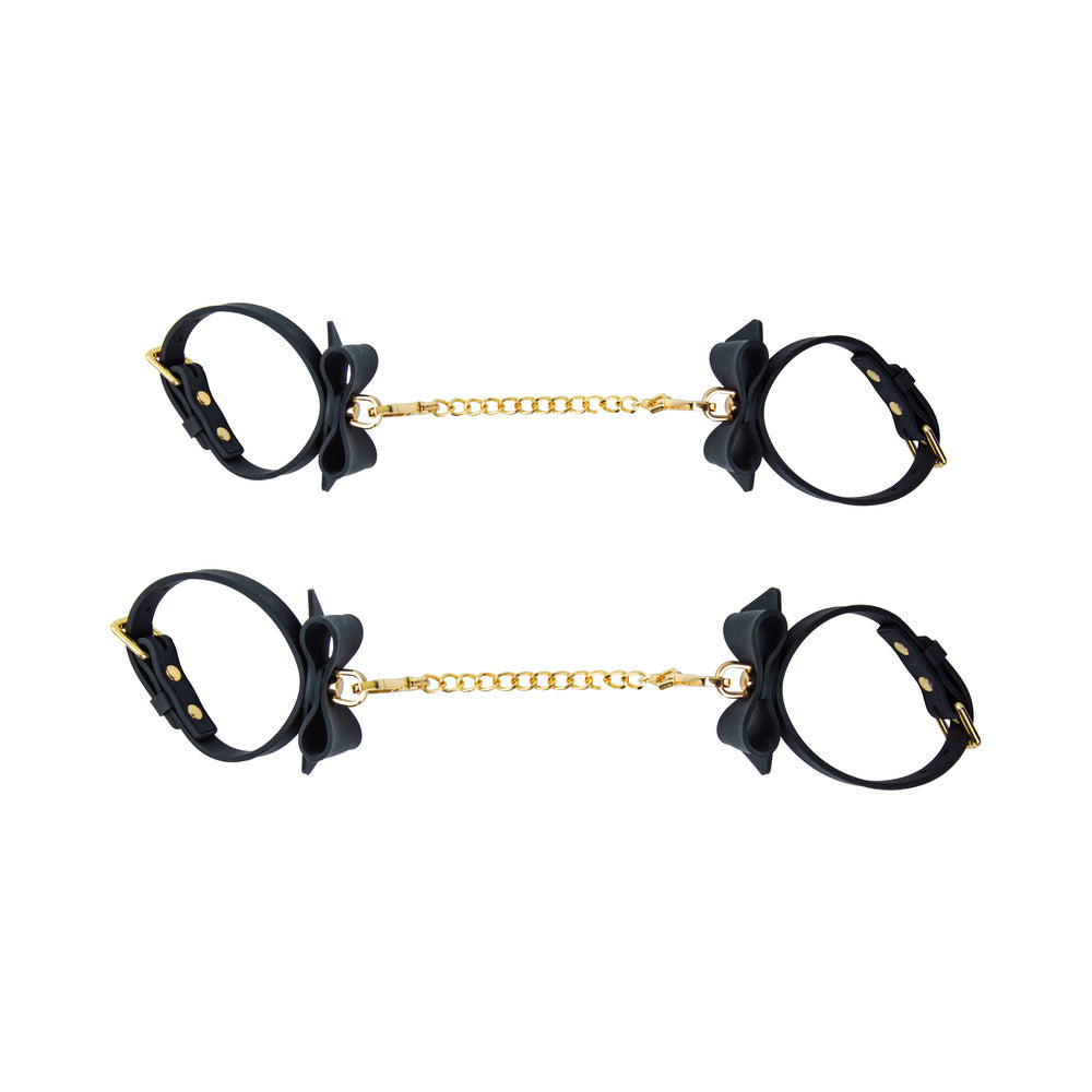 BLUSH - TEMPTASIA ARDOR WRIST & ANKLE RESTRAINTS BLACK WITH BOW