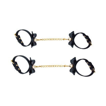 BLUSH - TEMPTASIA ARDOR WRIST & ANKLE RESTRAINTS BLACK WITH BOW
