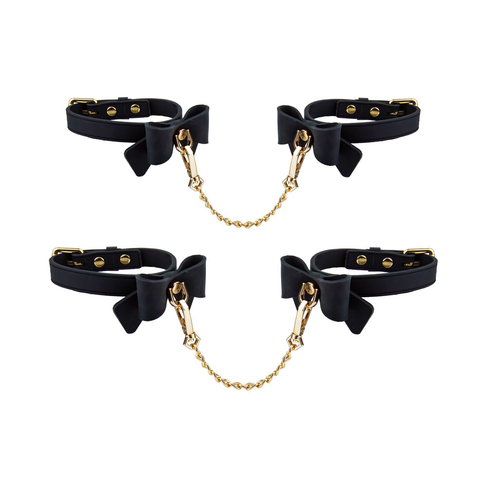 BLUSH - TEMPTASIA ARDOR WRIST & ANKLE RESTRAINTS BLACK WITH BOW