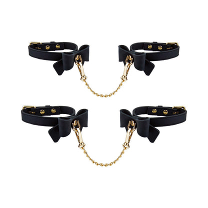 BLUSH - TEMPTASIA ARDOR WRIST & ANKLE RESTRAINTS BLACK WITH BOW