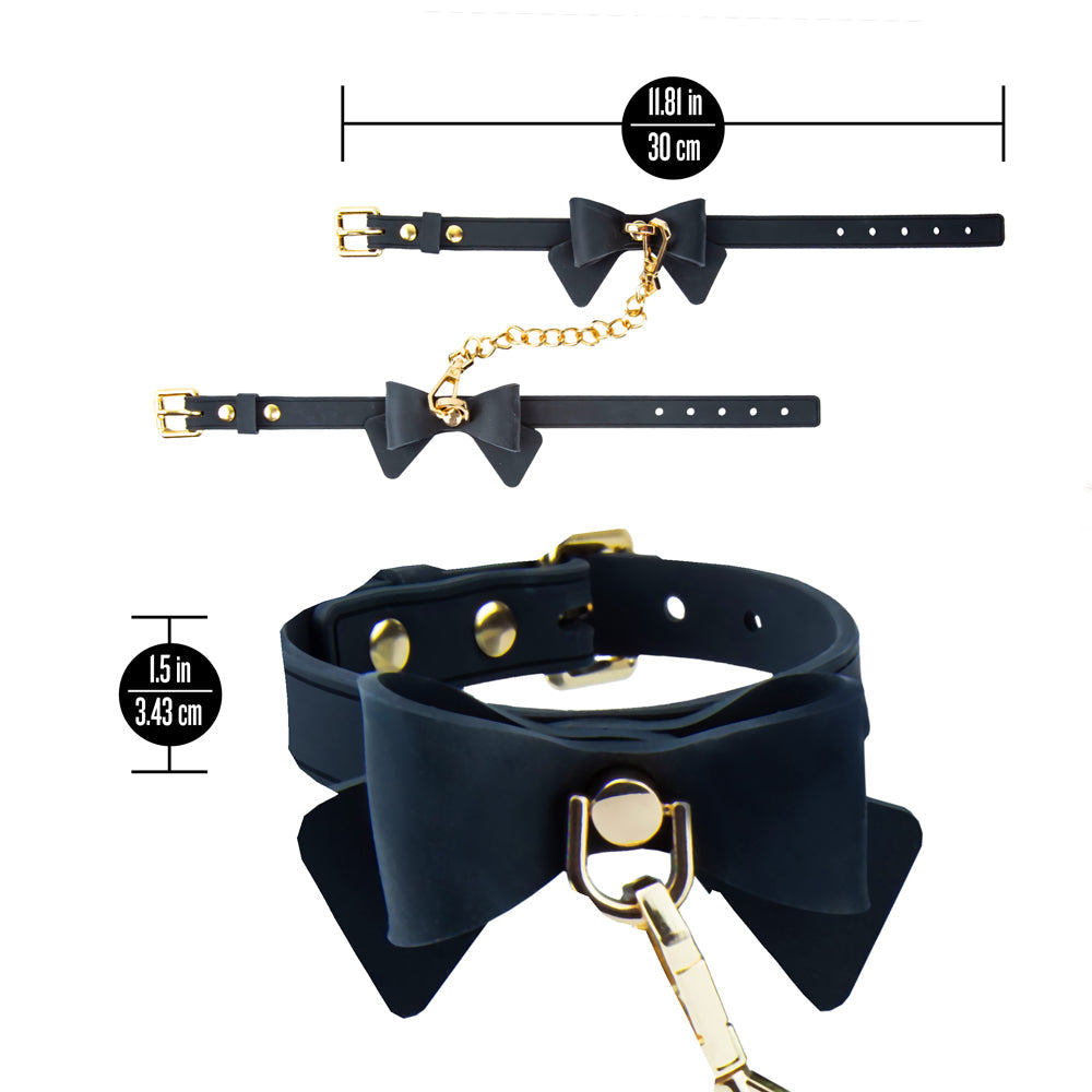 BLUSH - TEMPTASIA ARDOR WRIST & ANKLE RESTRAINTS BLACK WITH BOW