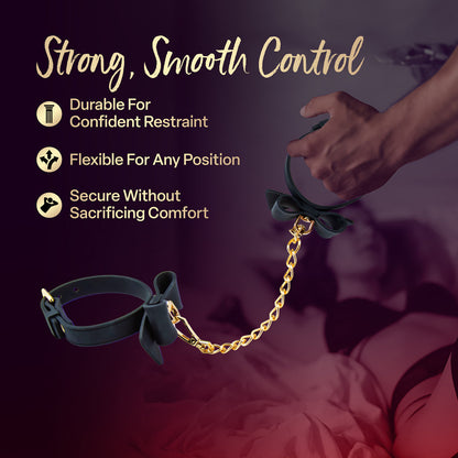 BLUSH - TEMPTASIA ARDOR WRIST & ANKLE RESTRAINTS BLACK WITH BOW