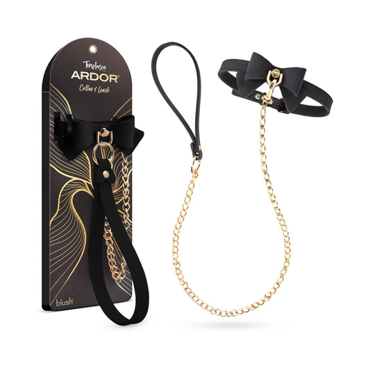 BLUSH - TEMPTASIA ARDOR COLLAR & LEASH BLACK WITH BOW