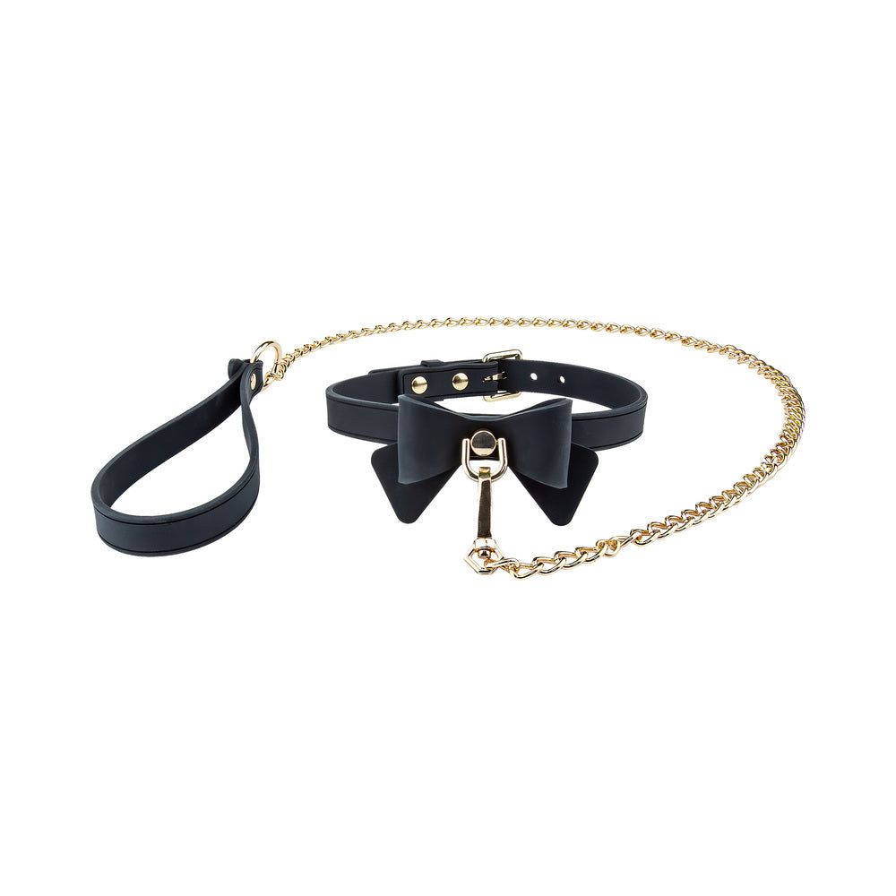 BLUSH - TEMPTASIA ARDOR COLLAR & LEASH BLACK WITH BOW