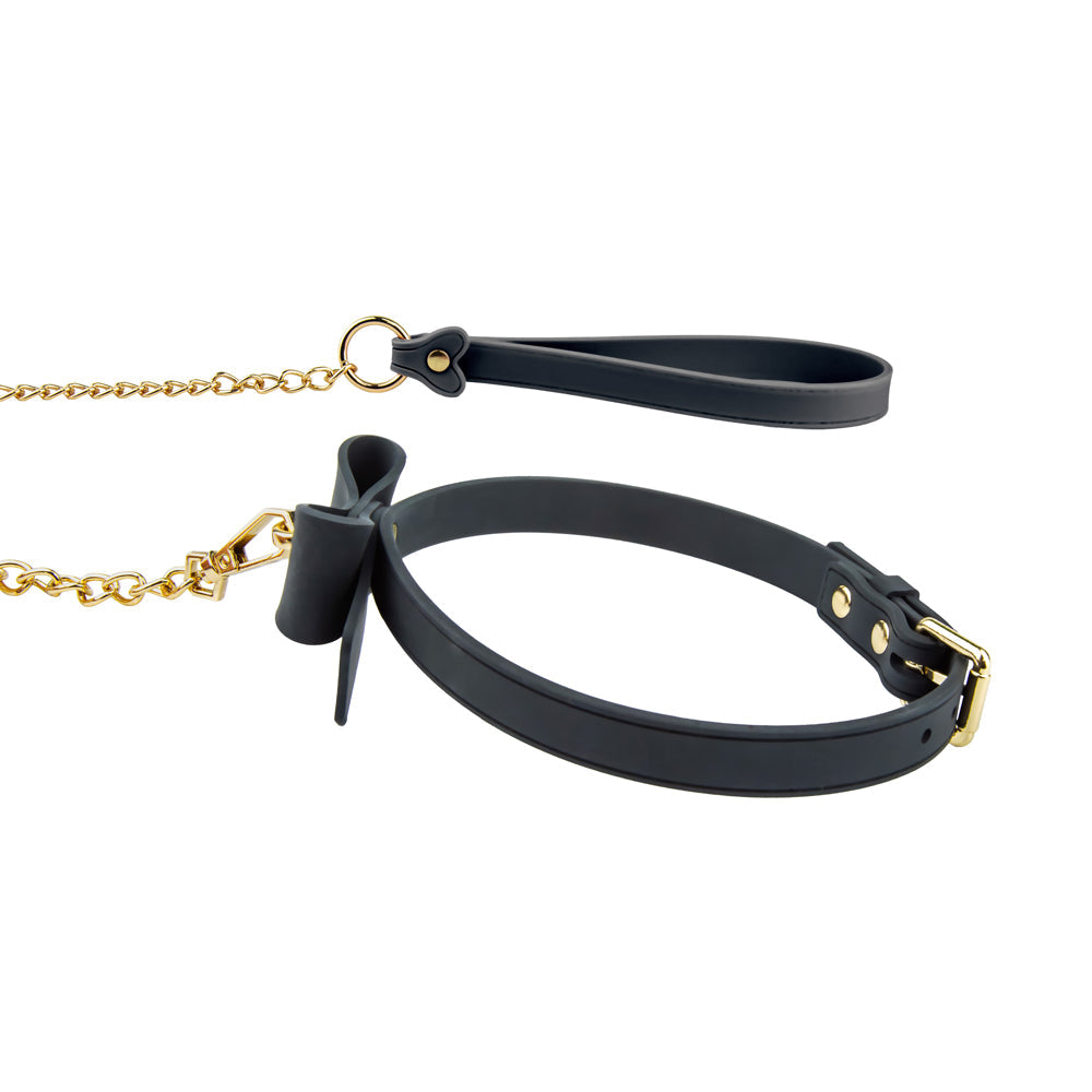 BLUSH - TEMPTASIA ARDOR COLLAR & LEASH BLACK WITH BOW