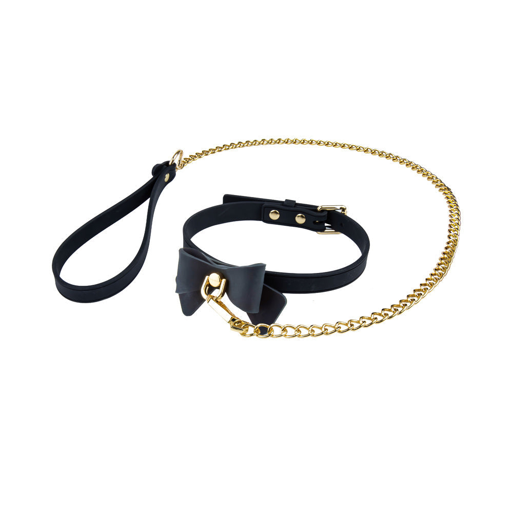 BLUSH - TEMPTASIA ARDOR COLLAR & LEASH BLACK WITH BOW