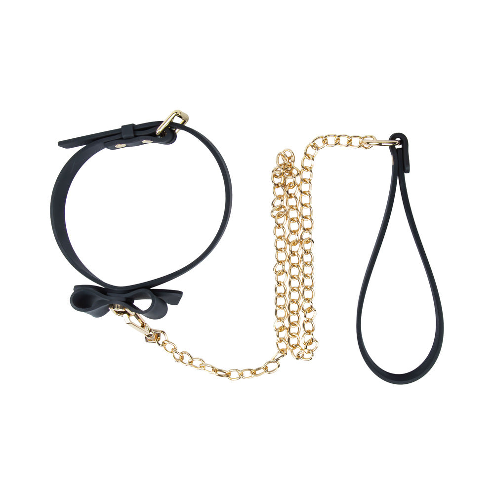 BLUSH - TEMPTASIA ARDOR COLLAR & LEASH BLACK WITH BOW