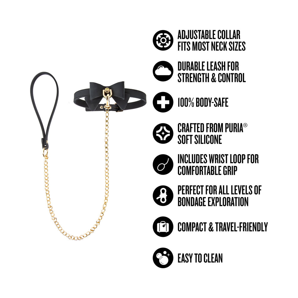 BLUSH - TEMPTASIA ARDOR COLLAR & LEASH BLACK WITH BOW
