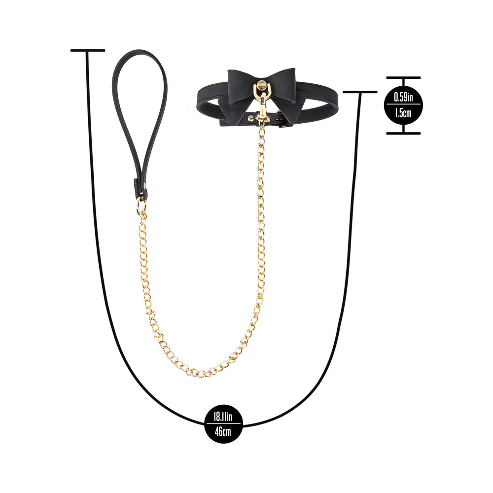 BLUSH - TEMPTASIA ARDOR COLLAR & LEASH BLACK WITH BOW