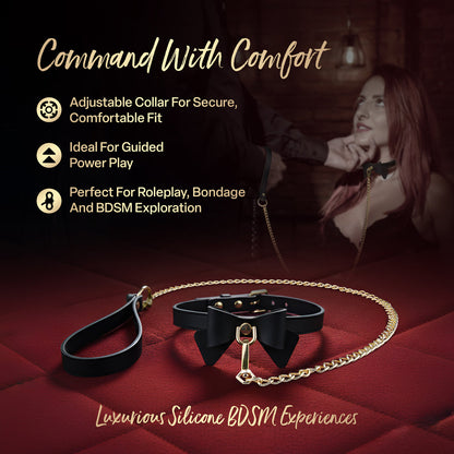 BLUSH - TEMPTASIA ARDOR COLLAR & LEASH BLACK WITH BOW