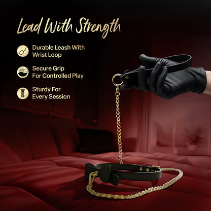 BLUSH - TEMPTASIA ARDOR COLLAR & LEASH BLACK WITH BOW