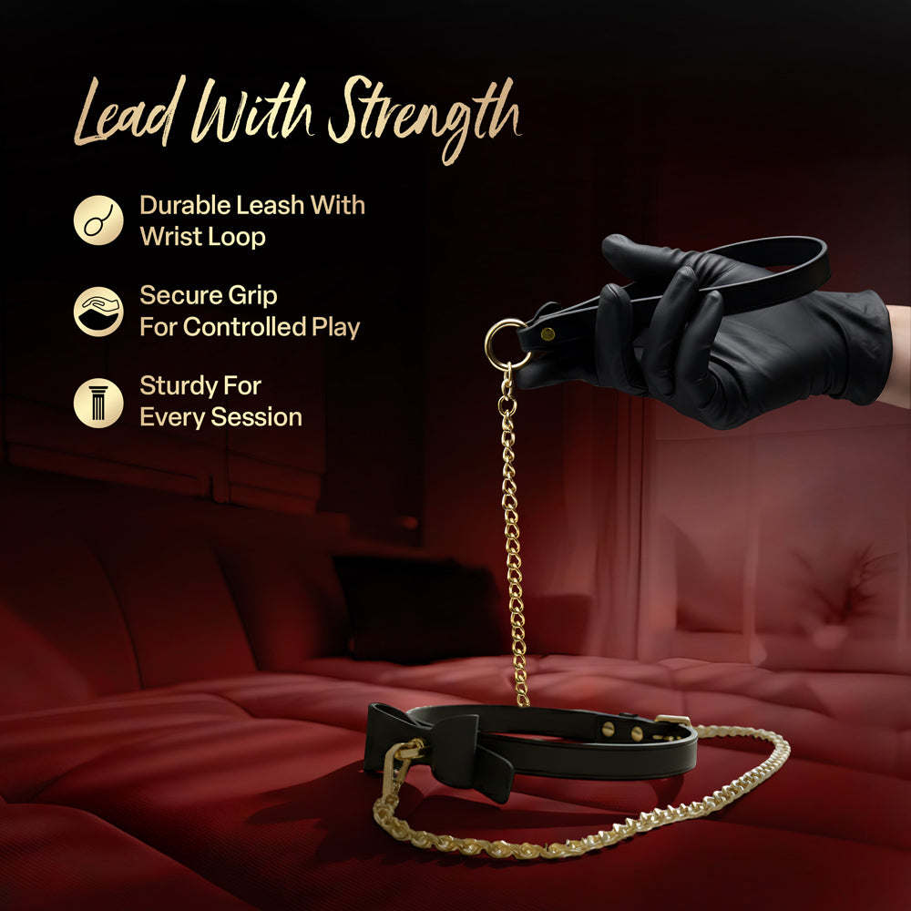 BLUSH - TEMPTASIA ARDOR COLLAR & LEASH BLACK WITH BOW