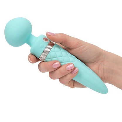 PILLOW TALK SULTRY DUAL-ENDED WARMING MASSAGER WAND TEAL