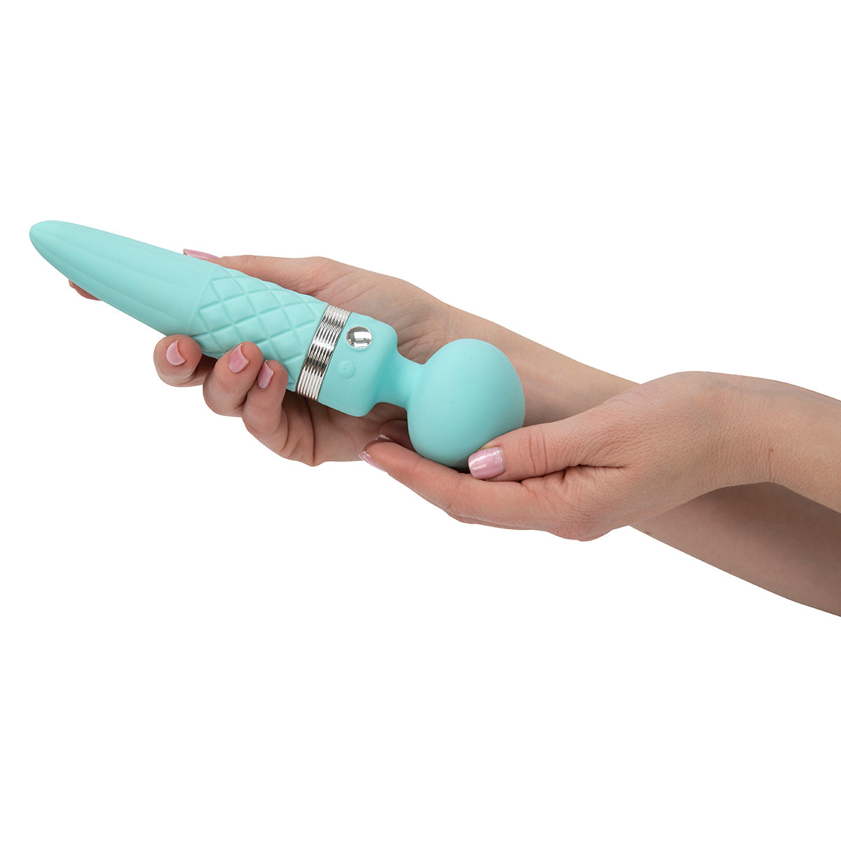 PILLOW TALK SULTRY DUAL-ENDED WARMING MASSAGER WAND TEAL