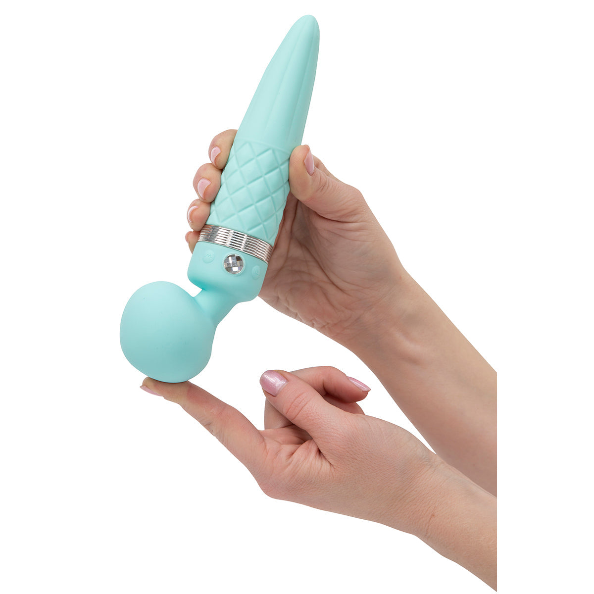PILLOW TALK SULTRY DUAL-ENDED WARMING MASSAGER WAND TEAL