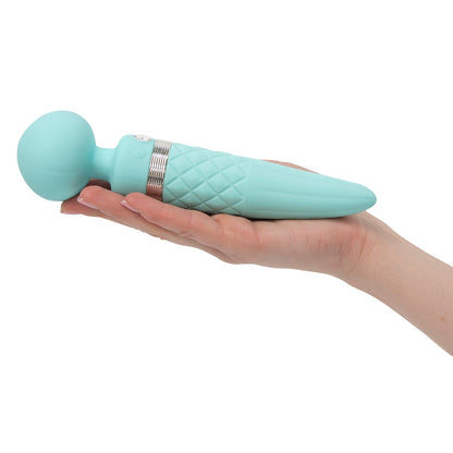 PILLOW TALK SULTRY DUAL-ENDED WARMING MASSAGER WAND TEAL