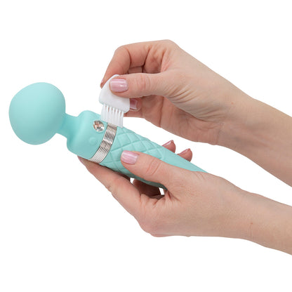 PILLOW TALK SULTRY DUAL-ENDED WARMING MASSAGER WAND TEAL