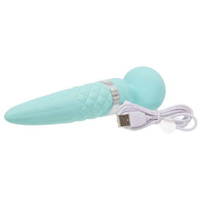 PILLOW TALK SULTRY DUAL-ENDED WARMING MASSAGER WAND TEAL