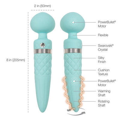 PILLOW TALK SULTRY DUAL-ENDED WARMING MASSAGER WAND TEAL