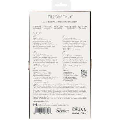 PILLOW TALK SULTRY DUAL-ENDED WARMING MASSAGER WAND TEAL