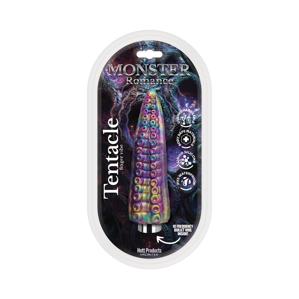 HOTT PRODUCTS - MONSTER ROMANCE TENTACLE SILICONE FINGER SLEEVE WITH MULTI-SPEED BULLET