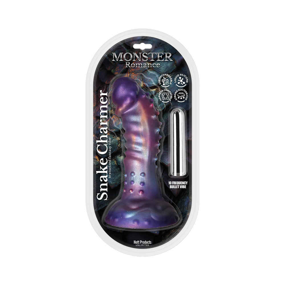 HOTT PRODUCTS - MONSTER ROMANCE SNAKE CHARMER SILICONE DILDO WITH MULTI-SPEED BULLET