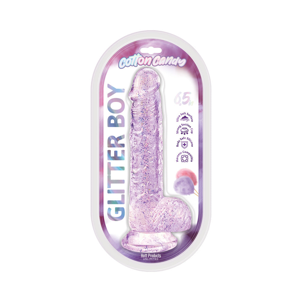 HOTT PRODUCTS - COTTON CANDY GLITTER BOY JELLY GLITTER DILDO 6.5 IN. PINK