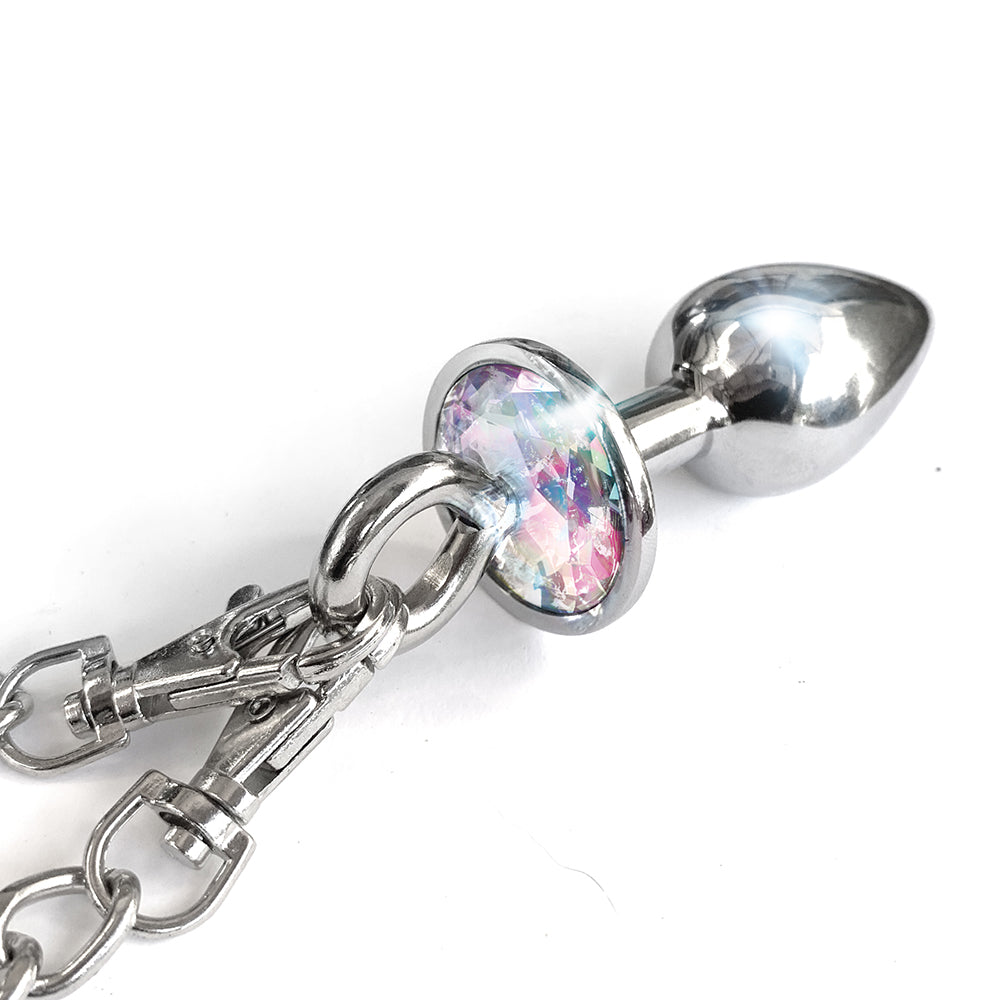 GLOBAL NOVELTIES - NIXIE METAL BUTT PLUG & FURRY HANDCUFF SET MEDIUM UNICORN