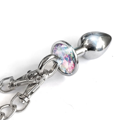 GLOBAL NOVELTIES - NIXIE METAL BUTT PLUG & FURRY HANDCUFF SET MEDIUM UNICORN