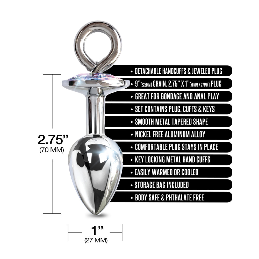 GLOBAL NOVELTIES - NIXIE METAL BUTT PLUG & FURRY HANDCUFF SET MEDIUM UNICORN