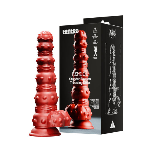 TENTRA - RENGOL STUDDED DEMON THRUSTING DILDO RED