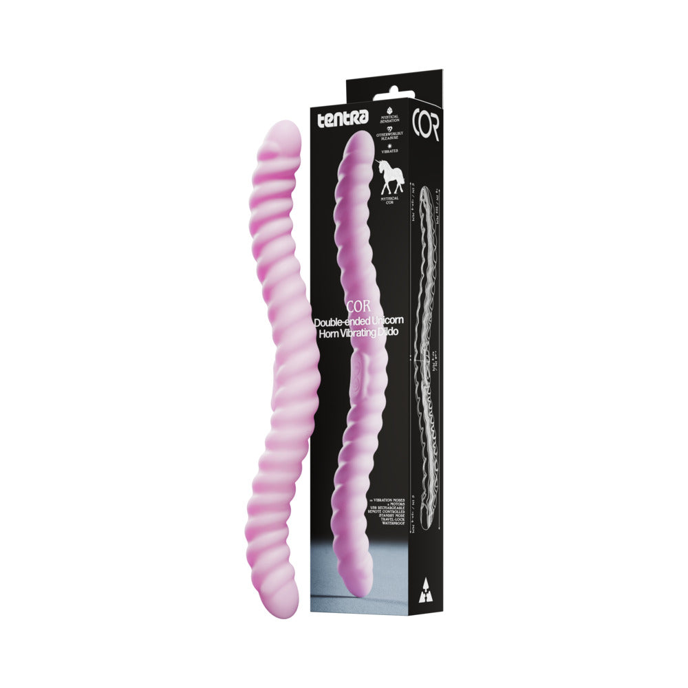 TENTRA - COR UNICORN HORN DOUBLE-ENDED VIBRATING DILDO PINK