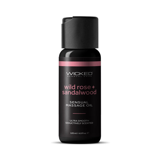 WICKED - WILD ROSE+SANDLEWOOD MASSAGE OIL 4 OZ.