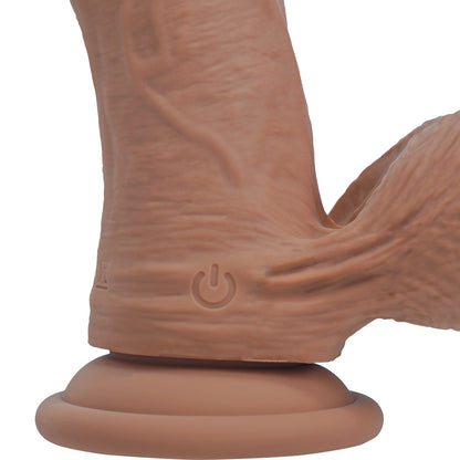 SHOTS - REALROCK REALISTIC DUAL DENSITY VIBRATING SILICONE DILDO WITH WEIGHTED BALLS 6 IN.