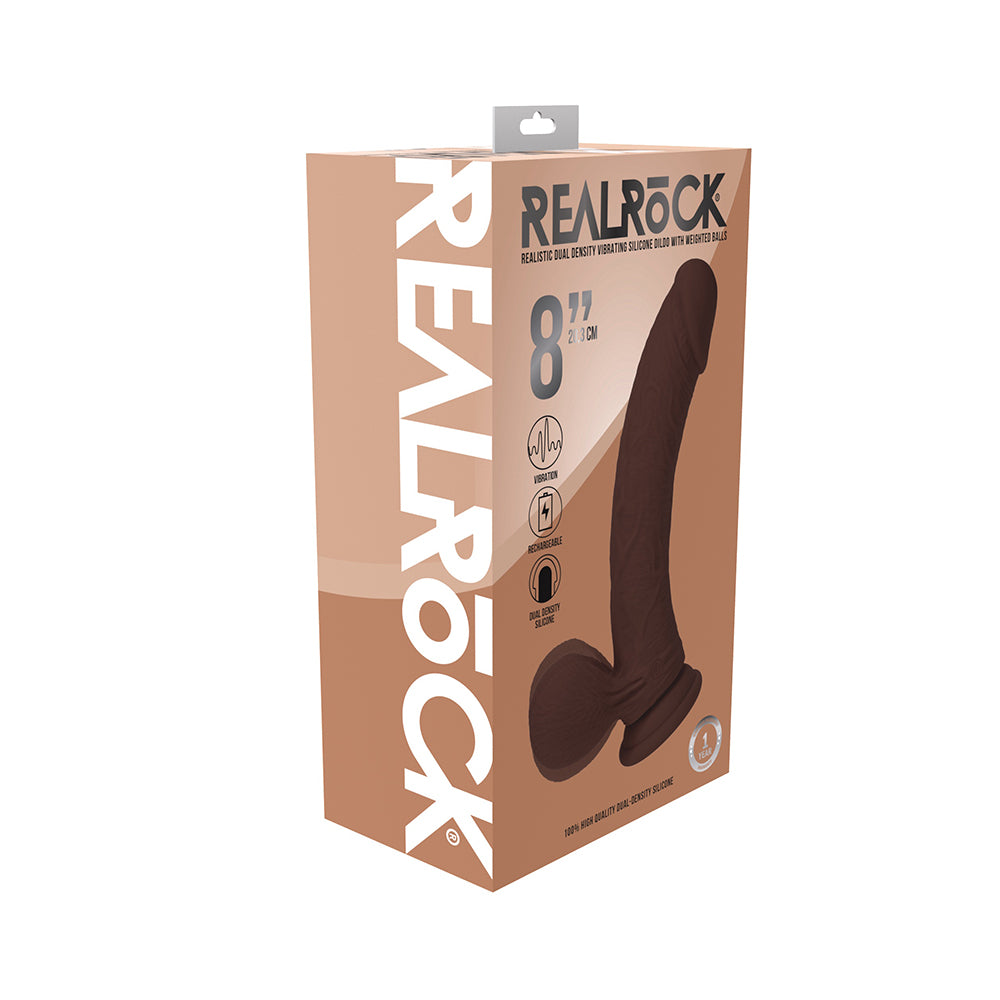 SHOTS - DILDO REALISTA DE SILICONA REALROCK DE DOBLE DENSIDAD CON VIBRACIÓN Y BOLAS CON PESO 8 PULG.