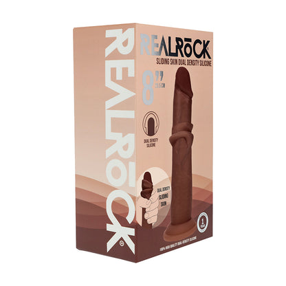 SHOTS - REALROCK SLIDING SKIN DUAL DENSITY SILICONE DILDO 8 IN.