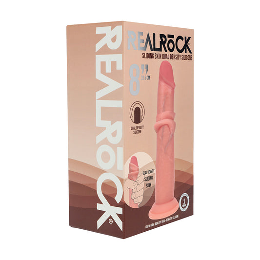 SHOTS - REALROCK SLIDING SKIN DUAL DENSITY SILICONE DILDO 8 IN.
