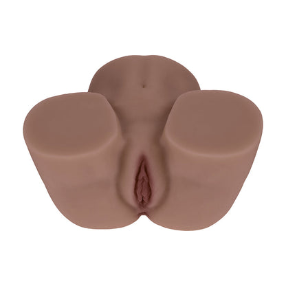 SHOTS - XKIN BODYFORMS KAYA BLOOM DUAL ENTRY VIBRATING MASTURBATOR BROWN