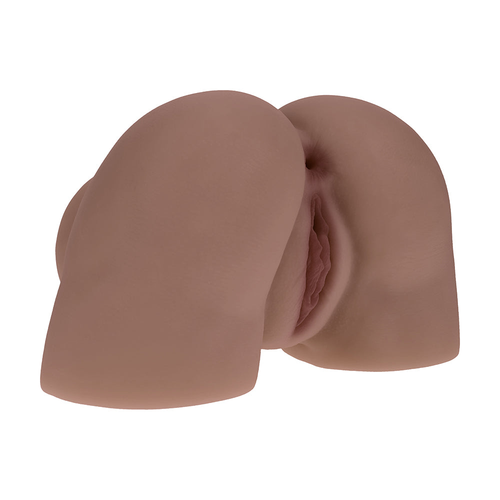 SHOTS - XKIN BODYFORMS KAYA BLOOM DUAL ENTRY VIBRATING MASTURBATOR BROWN