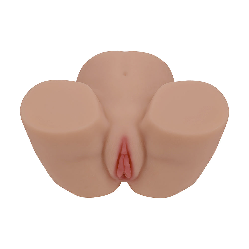 SHOTS - XKIN BODYFORMS LUX ARDEN DUAL ENTRY VIBRATING MASTURBATOR TAN