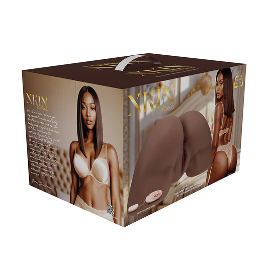 SHOTS - XKIN BODYFORMS CLARA VOSSIN DUAL ENTRY VIBRATING MASTURBATOR BROWN